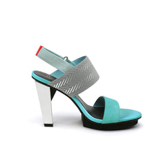 JADY ROSE | DUAL-STRAP LEATHER SLINGBACK SANDAL - TURQUOISE