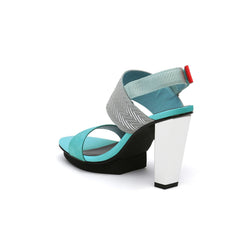 JADY ROSE | DUAL-STRAP LEATHER SLINGBACK SANDAL - TURQUOISE