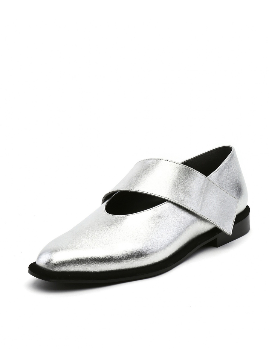 JADY ROSE | SIMPLE AS COMFORT LEATHER FLAT - SILVER