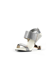 JadyRose | ZAYLA Silver Elevator Heel Strap Heel Sandal