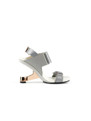 JadyRose | ZAYLA Silver Elevator Heel Strap Heel Sandal