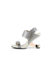 JadyRose | ZAYLA Silver Elevator Heel Strap Heel Sandal