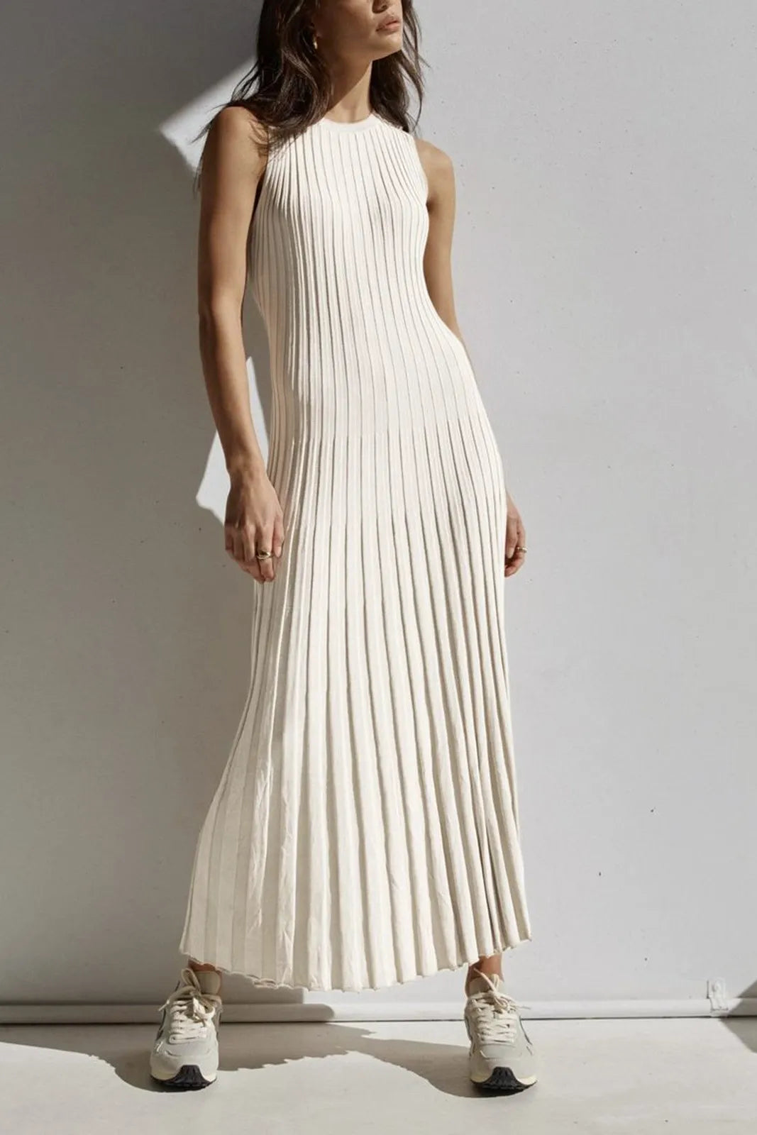 Siola Pleat Knit Maxi Dress