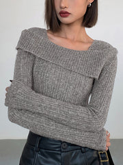 Sleek Elegance - Asymmetric Ribbed Knit Top