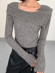 Sleek Elegance - Asymmetric Ribbed Knit Top