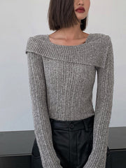 Sleek Elegance - Asymmetric Ribbed Knit Top