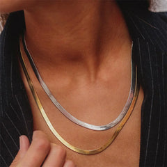 Sleek Grace - Gold Herringbone Necklace