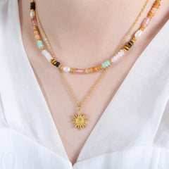 Solar Radiance - Gold Sun Pendant Necklace