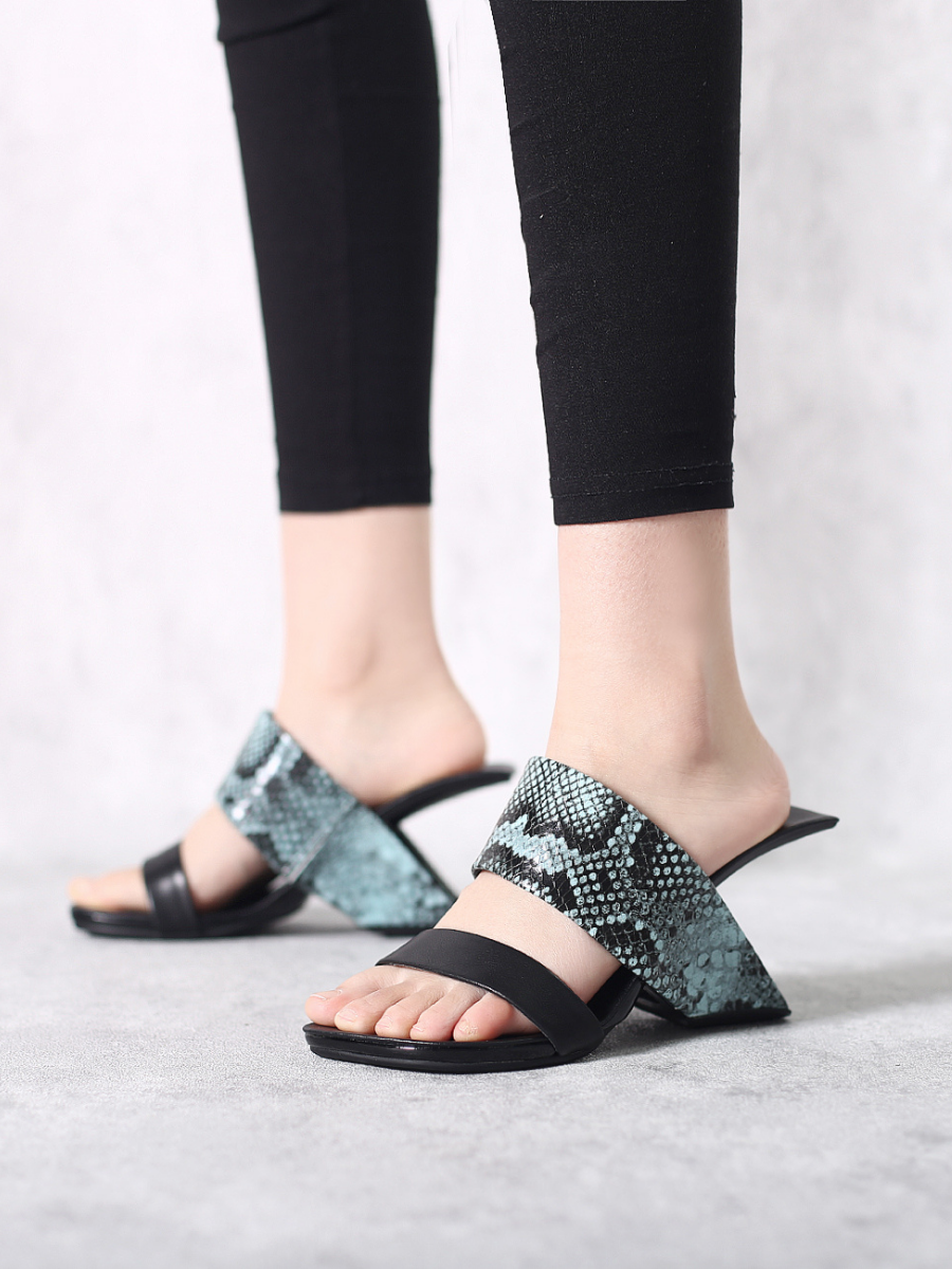 JadyRose | Open-Heel Leather Slide - Blue