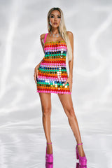 Stella Rainbow Sequin Mini Dress