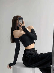 Streetwear Sexy Women Camis Tube Summer Skinny Crop Fashion Harajuku Removable Sleeve Feminine Hip-hop Hot Girls Club Party Jazz