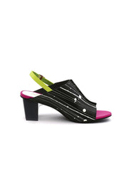 JadyRose | Chunky-Heel Leather Sandal - Black Pink