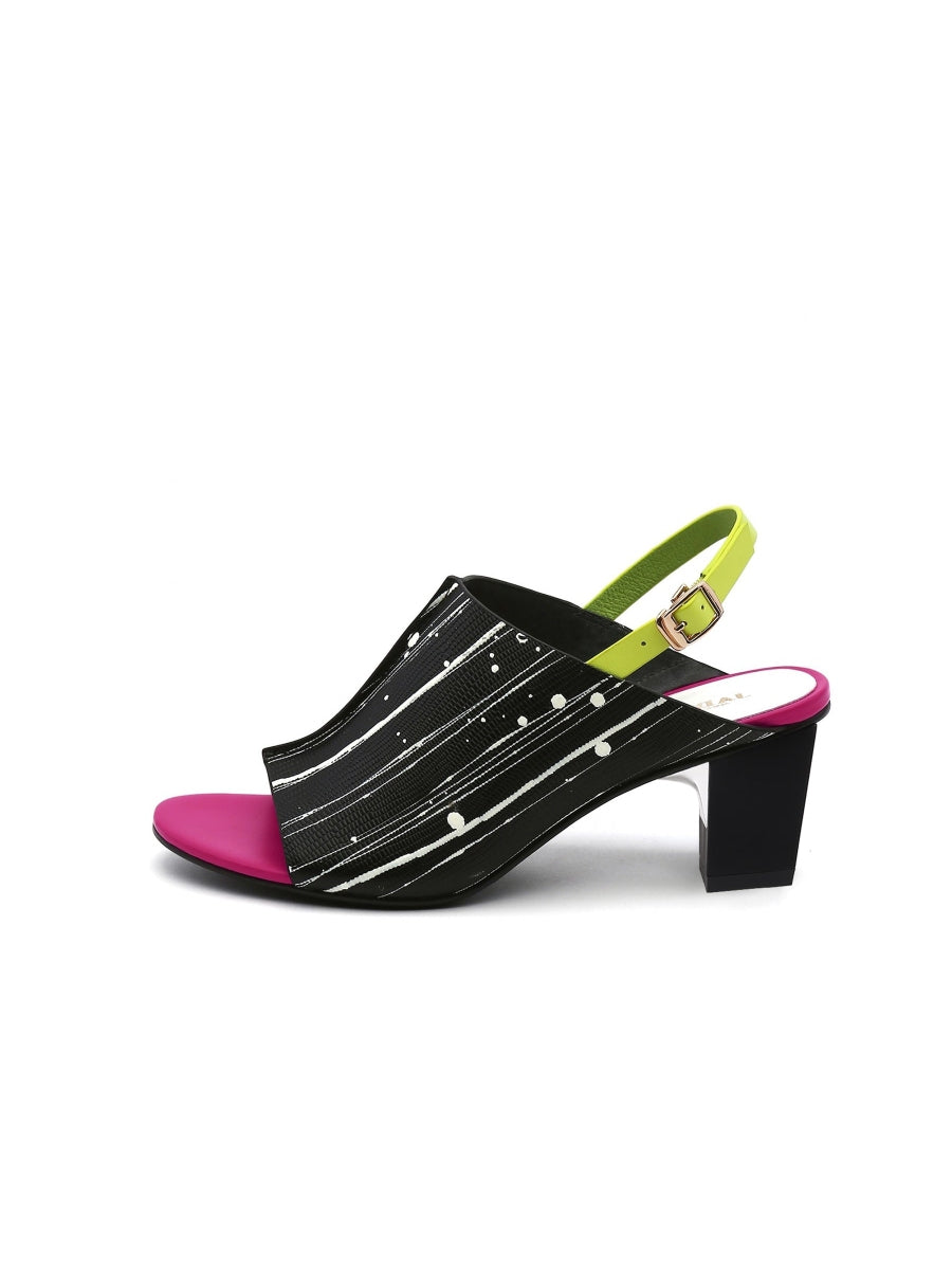 JadyRose | Chunky-Heel Leather Sandal - Black Pink