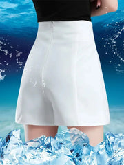 Suit Shorts Women High Waist A-line Shorts Spring Summer Casual Loose Wide Leg Chiffon Shorts Lady Black White