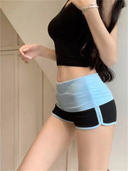 Summer Fashion Black White Splicing Casual Tight Low Waist Shorts Women Sexy Spicy Girl Basic Sporty Shorts Y2k