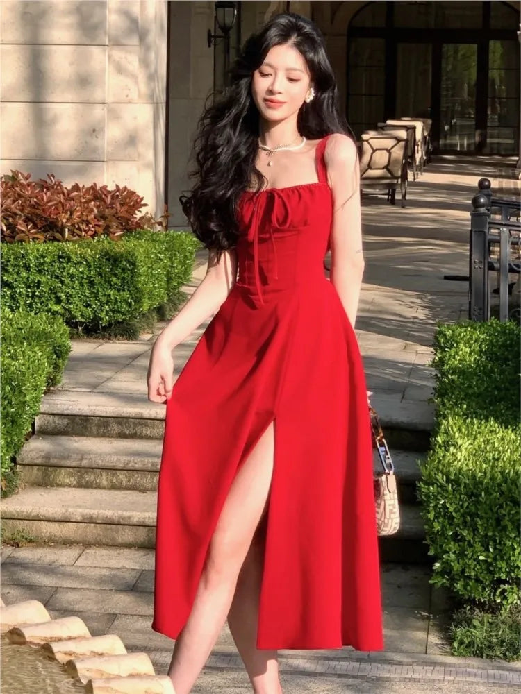 Summer New Elegant Vintage Midi Bandge Dresses for Women 2024 Sleeveless Lady One Piece Party Dress Prom Robe Outfits Vestidos