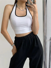 Summer Sexy Suspenders Waistcoat Women’s Short Outer Wear Halter High Waist Sports Hot Girl Tops Female Tide