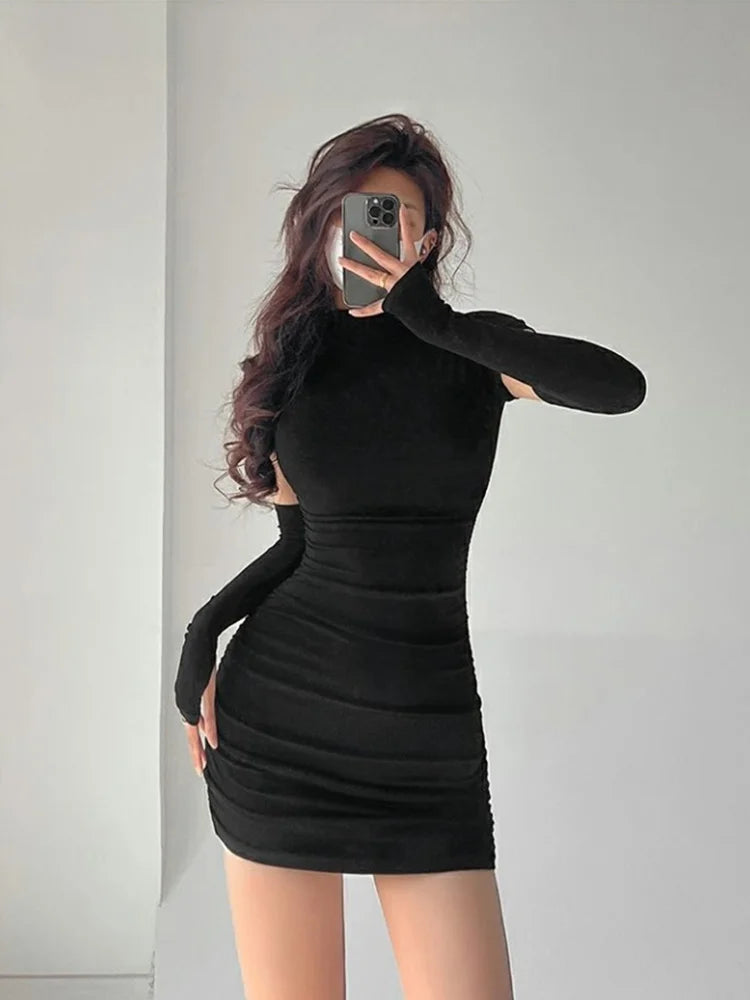 Summer Sexy Tight Hip Wrap Mini Dress With Sleeves Spicy Girls Slim Dresses Bodycon Women Vestidos Party Mujer Clothing