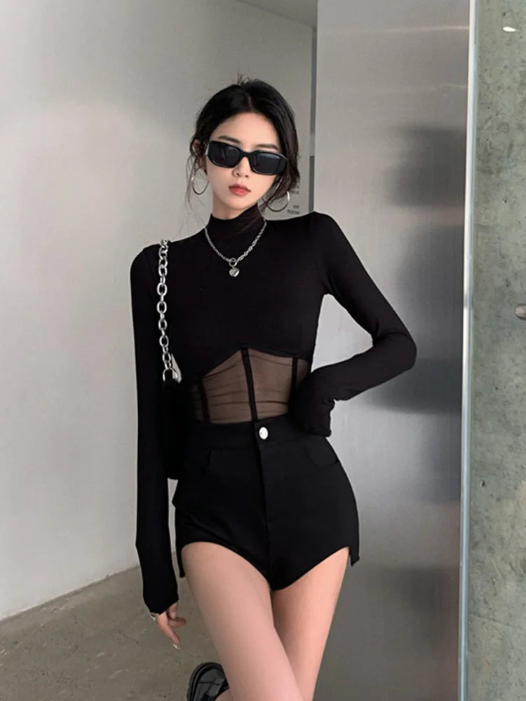 Summer Women T Shirt Woman Clothes Long Sleeve Tops Spring Black Slim Tshirt Female Crop Top Tee Sexy Skinny Y2k