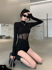 Summer Women T Shirt Woman Clothes Long Sleeve Tops Spring Black Slim Tshirt Female Crop Top Tee Sexy Skinny Y2k