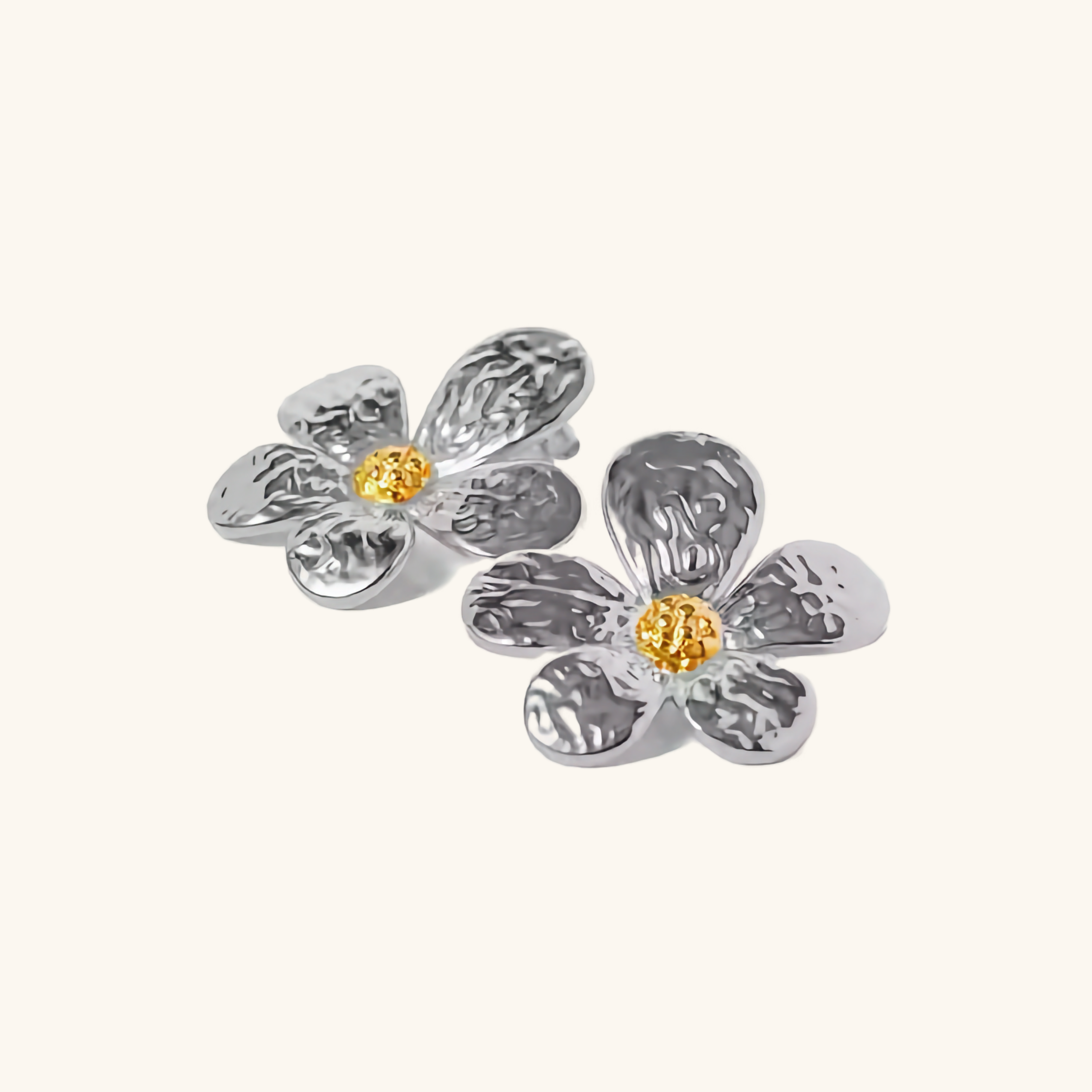 Sunlit Flora - Textured Gold Flower Earrings