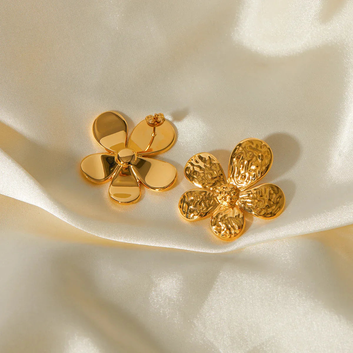 Sunlit Flora - Textured Gold Flower Earrings