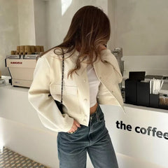 TARUXY 2023 Winter Jackets For Women Fashion Pockets Autumn Jacket Solid Coat Female Long Sleeve Casual New Outerwears Chic Tops