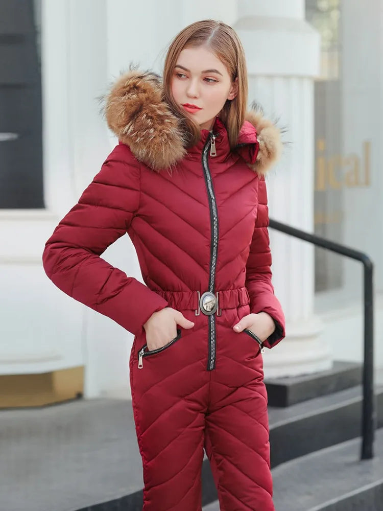 TARUXY Feather Slim Winter Parkas Women One Piece Down Jacket Woman Long Jacket Winter Ski Suit Mountaineering Abrigos De Plumas