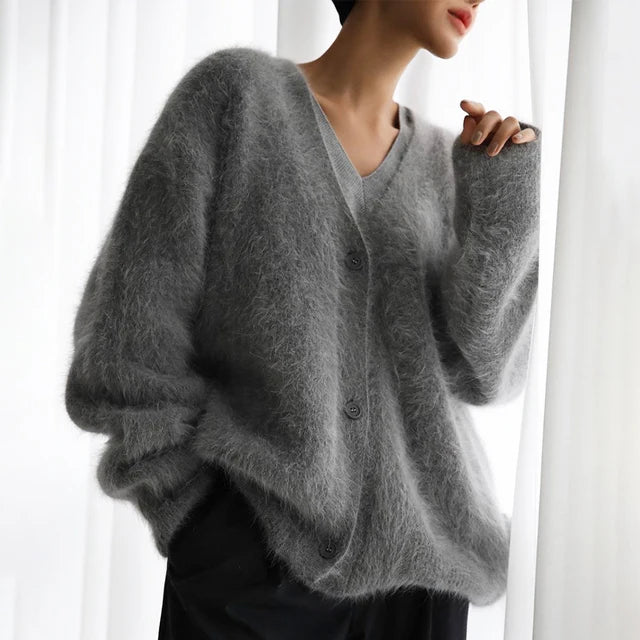 TARUXY Knitted Cardigan Women V Nekc Loose Long Sleeve Casual Sweater Female 2023 Autumn Winter New Fashion Cardigans Ladies