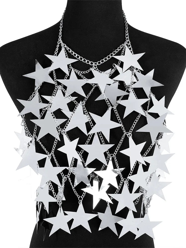 TARUXY Metal Stars Sequins Bikini Tank Top Women See Through Fashion Solid Crop Tops Woman Holiday Beach Sexy Hot Girls Cover Up