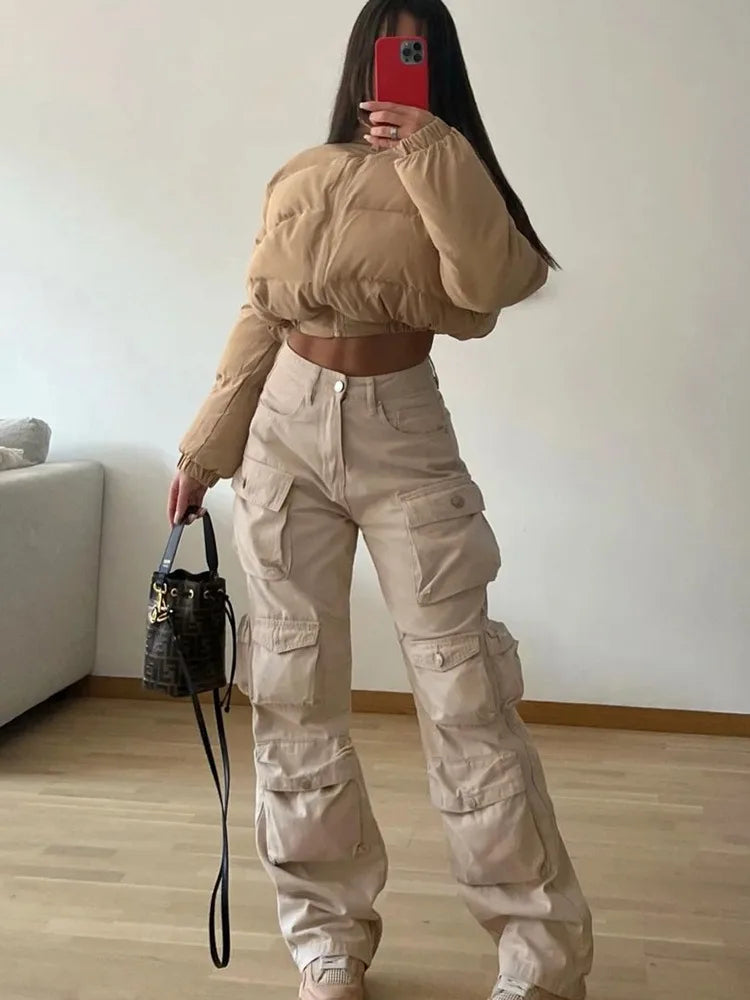 TARUXY Multiple Pockets Cargo Pants For Women Loose High Waist Fashion Sweatpants Women’s Baggy Streetwear Pant Woman Trousers