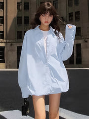 TARUXY Oversized Shirts Dress Women 2024 New Fashion Baggy Turn Collar Cover-up Femme Casual Loose Holiday Beach Dresses Womens