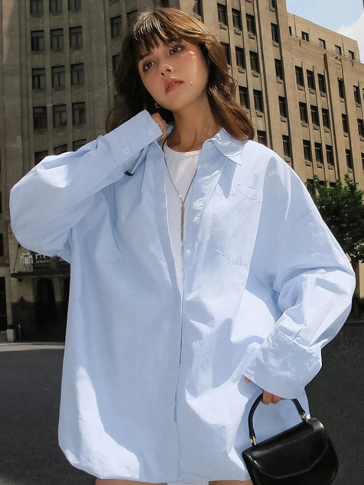 TARUXY Oversized Shirts Dress Women 2024 New Fashion Baggy Turn Collar Cover-up Femme Casual Loose Holiday Beach Dresses Womens