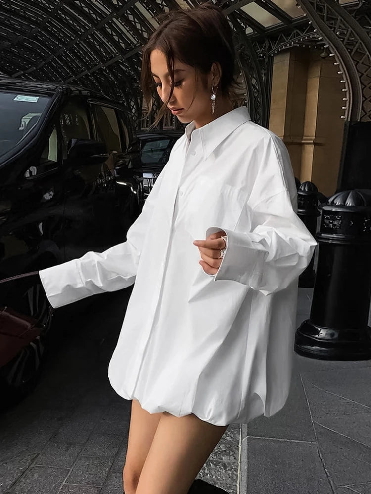 TARUXY Oversized Shirts Dress Women 2024 New Fashion Baggy Turn Collar Cover-up Femme Casual Loose Holiday Beach Dresses Womens