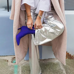 TARUXY Silver PU Pants For Women Winter High Waist Loose Party Shiny Pant Woman 2023 Fashion Club Streetwear Womens Bottoms New