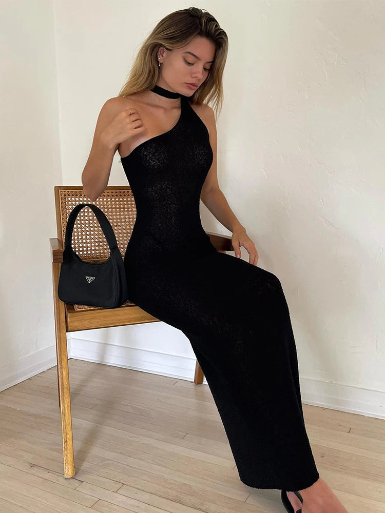 TARUXY Summer Holiday Beach Dresses Women Black Knitted Sleeveless Bodycon Sexy Long Dresses Elegant Boho Party Vestidos 2023