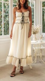 Toperth Cream Parisian Maxi Dress