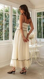 Toperth Cream Parisian Maxi Dress