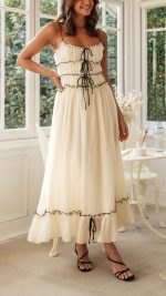 Toperth Cream Parisian Maxi Dress