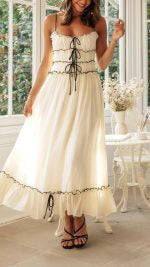 Toperth Cream Parisian Maxi Dress