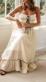 Toperth Cream Parisian Maxi Dress