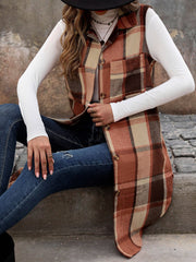 Mendocino Plaid Vest Coat - Coffee