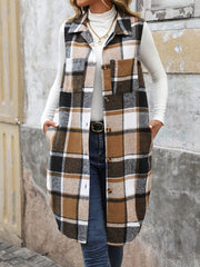 Mendocino Plaid Vest Coat - Khaki