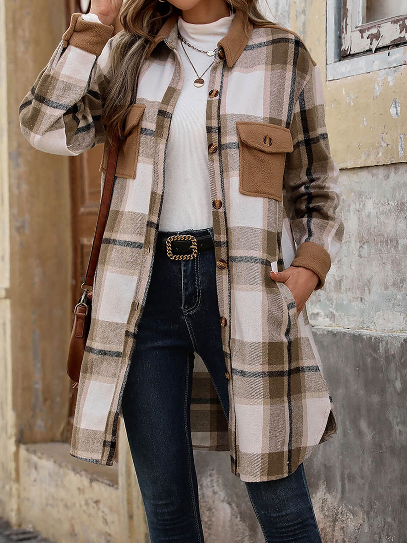 Petaluma Cotton Blend Plaid Coat - Khaki