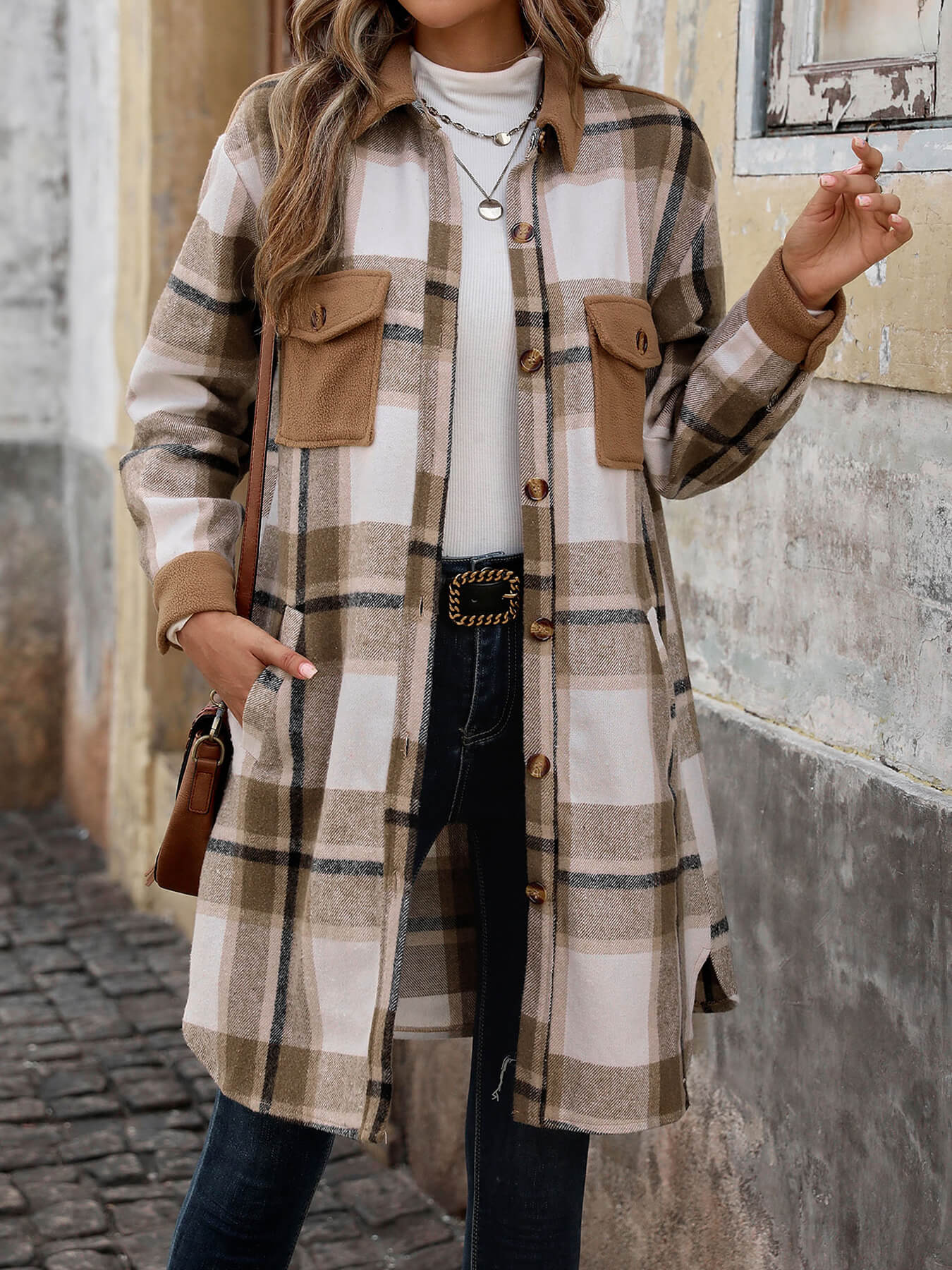 Petaluma Cotton Blend Plaid Coat - Khaki