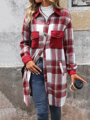 Petaluma Cotton Blend Plaid Coat - Red