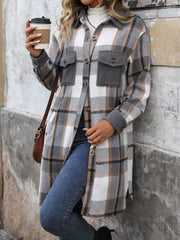 Petaluma Cotton Blend Plaid Coat - Grey