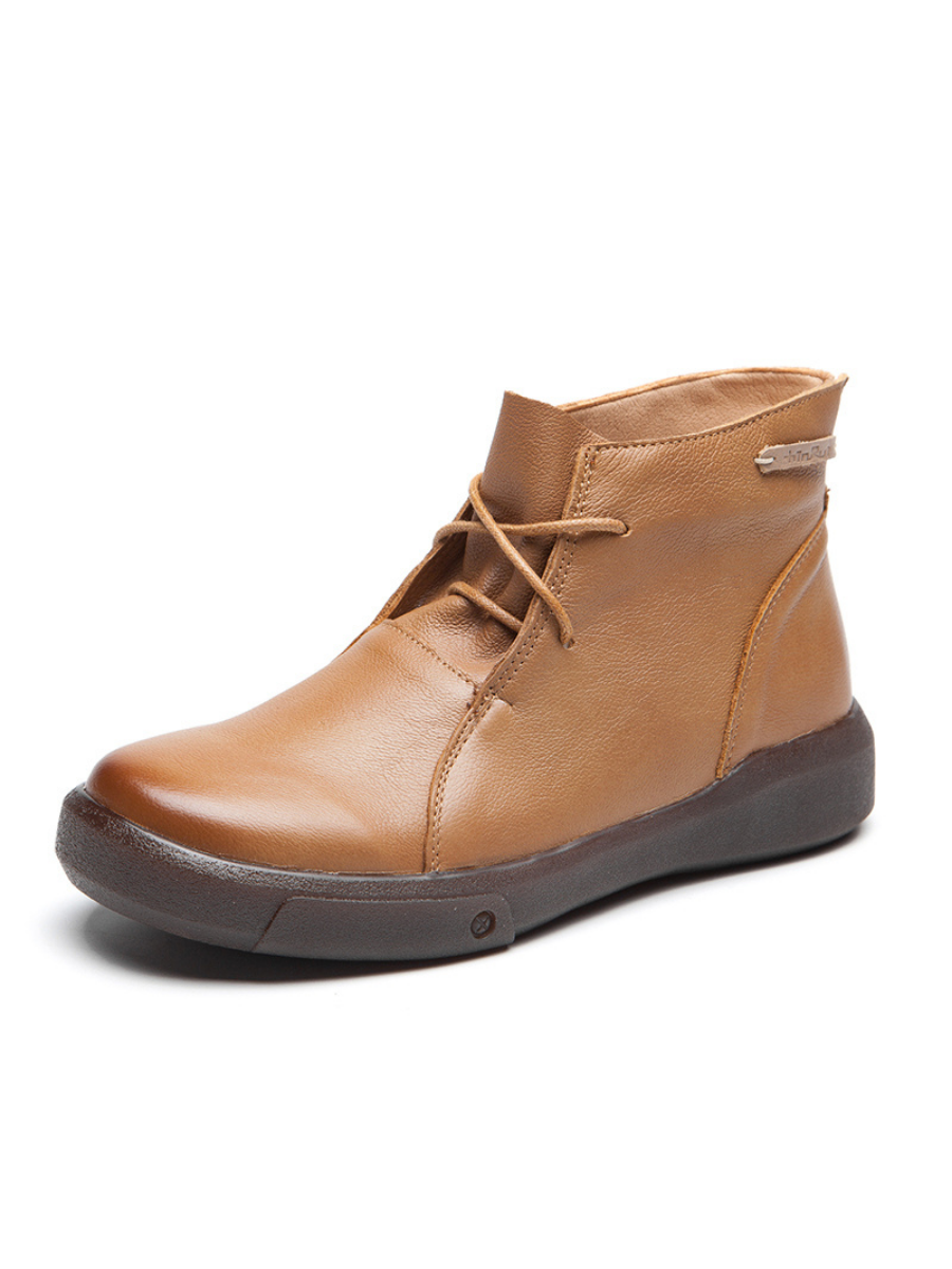 Rumour Has It | Modern Lace-Up Leather Ankle Boots - Tan