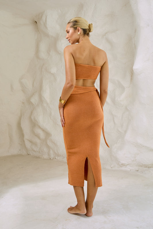 Santorini Sands - Knit Tube Top Midi Dress