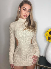 Taruxy Knit Women Beach Dress 2022 Autumn Bodycon Backless Long Sleeve Sexy Dresses Party Mini Dress Femme Y2K Holiday Vestidos